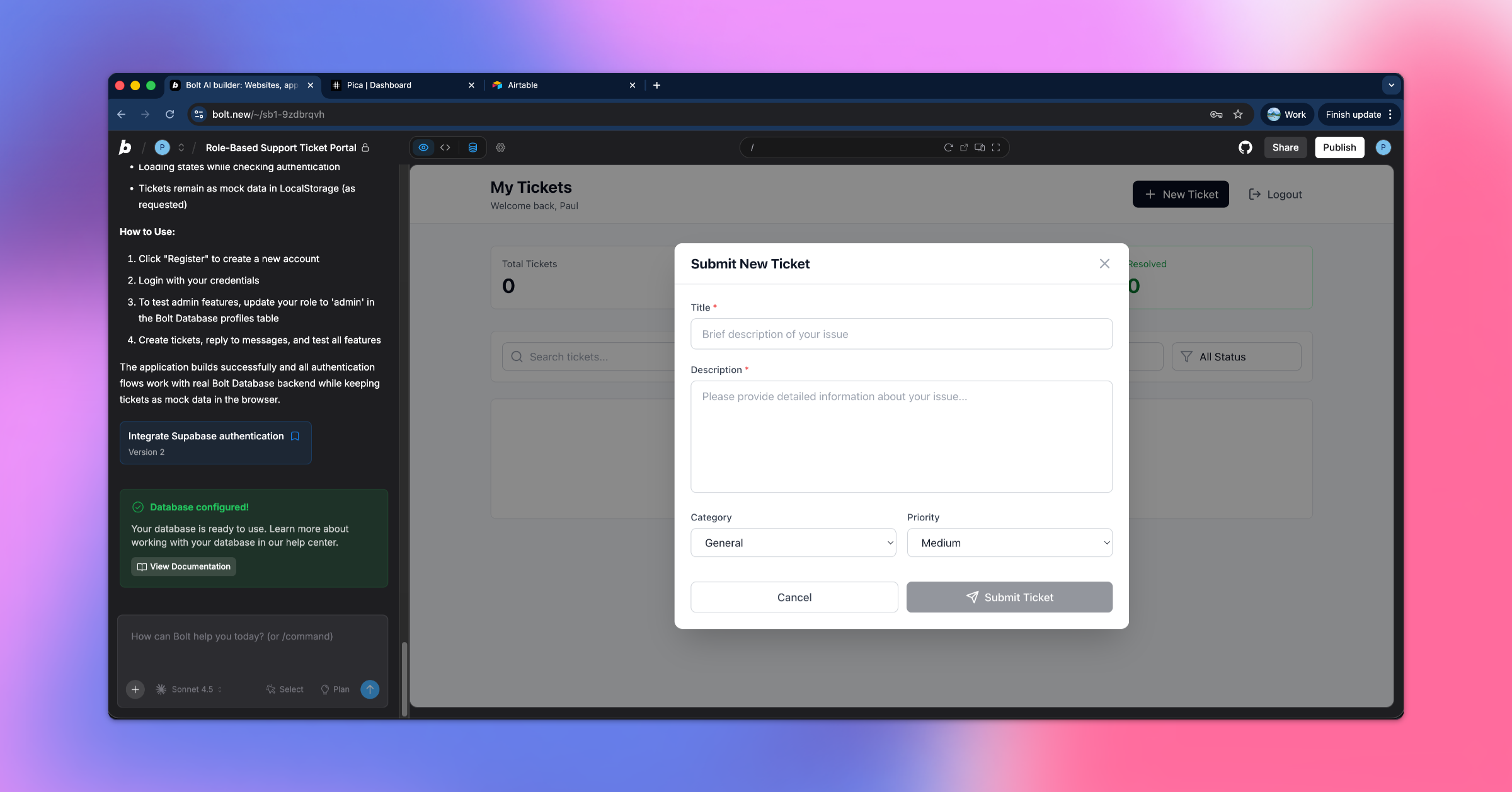 Building a Support Ticket Portal Using Airtable